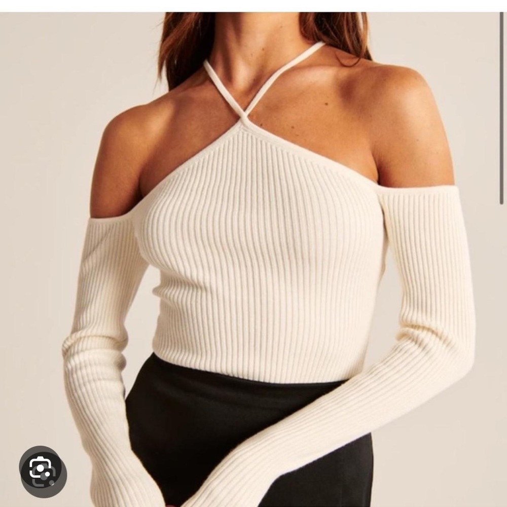 Abercrombie & Fitch strappy halter sweater bodysuit size small in cream